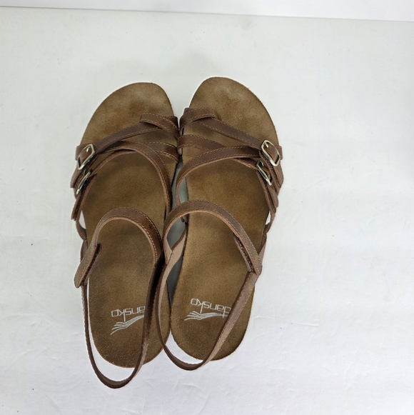 Dansko Women's Roslyn Tan Brown Waxy Burnished Sandal Buckle EU 37 US Size 6.5-7 - Picture 8 of 14